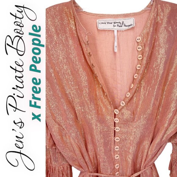 JEN’S PIRATE BOOTY x FREE PEOPLE Livia Ruffle Metallic Romper, Size XS - Picture 3 of 10